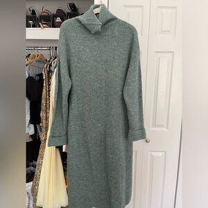 Cozy Teal Knit Sweater Dress - Mango size L fits like an 8